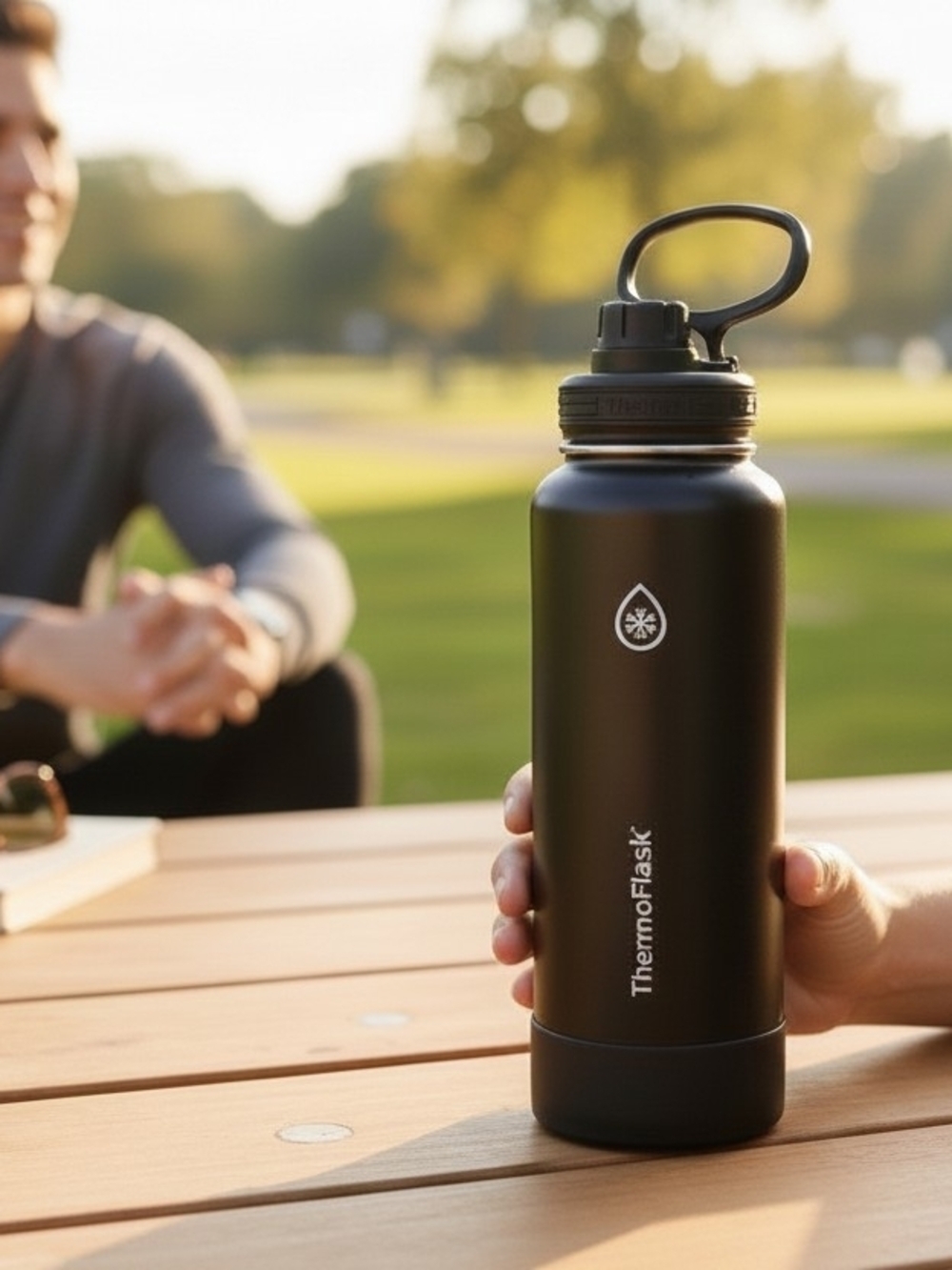 ThermoFlask Black Insulated Stainless Steel Water Bottle 40 Oz.
